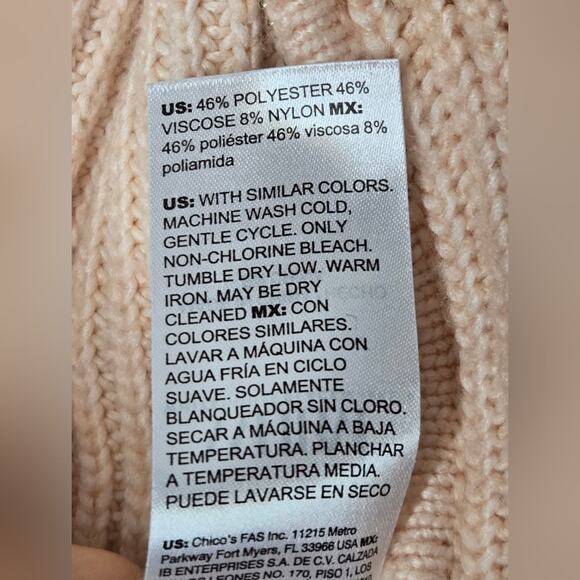 WHBM Womens Light Peach Sweater Long Sleeve Collared 2 Way Zipper Size M - Picture 9 of 9